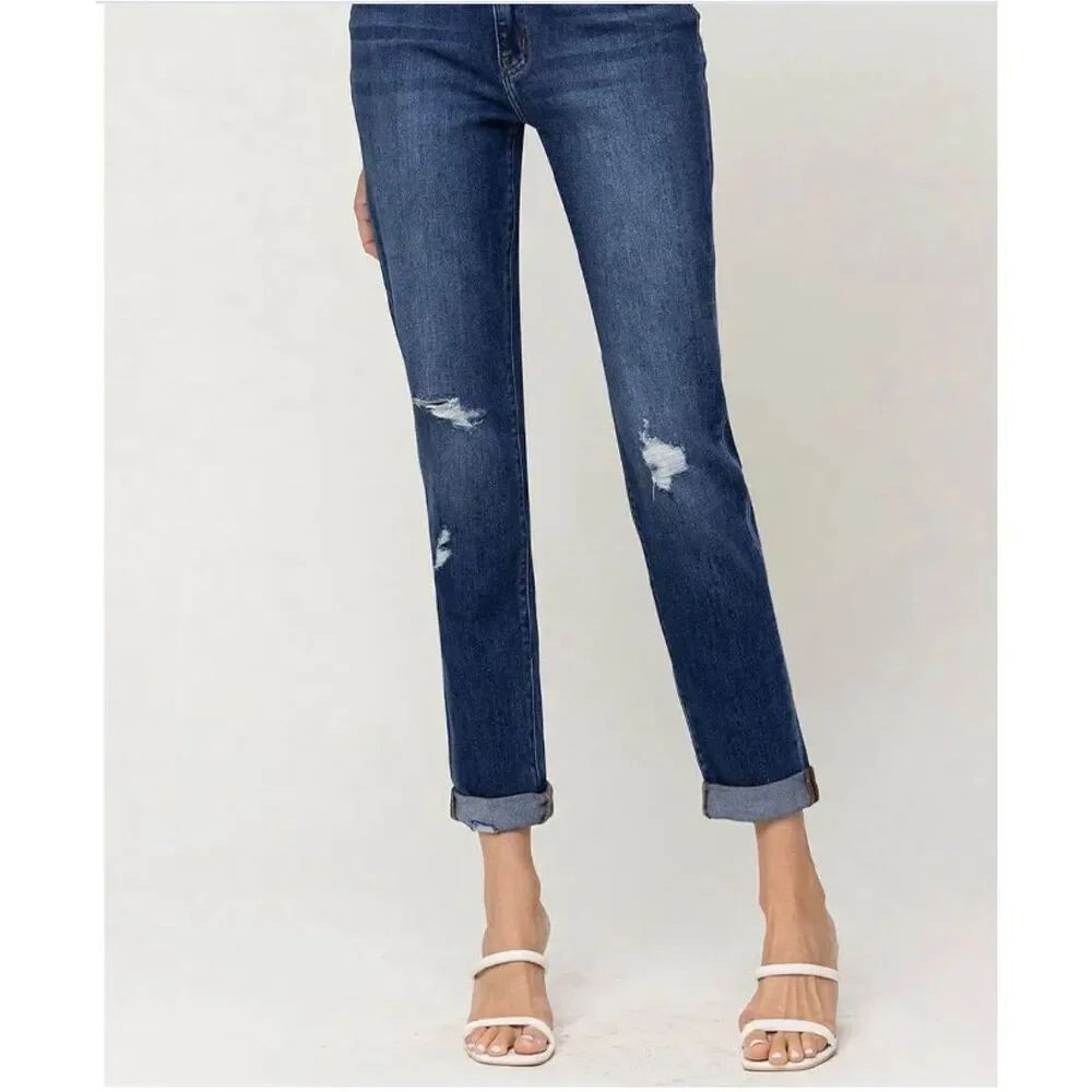 Flying Monkey High Rise Distressed Straight Jeans sz 29 NWOT